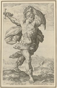 Horatius Cocles, Blatt 2 der Folge "Römische Helden" von Hendrick Goltzius