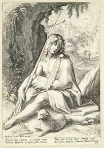 Johannes der Täufer in der Wüste von Hendrick Goltzius