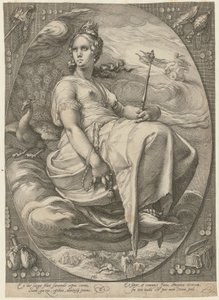 Juno, Blatt 3 der Folge „Drei Göttinnen“ von Hendrick Goltzius