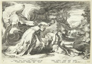 Juno verwandelt Kallisto in einen Bären von Hendrick Goltzius