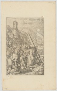 Kreuztragung, Blatt 9 der Folge "Die Passion" von Hendrick Goltzius