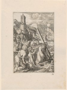Kreuztragung, Blatt 9 der Folge "Die Passion" von Hendrick Goltzius