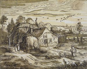 Landschaft mit Bauernhaus von Hendrick Goltzius