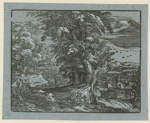 Landschaft mit sitzendem Paar von Hendrick Goltzius