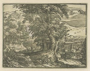Landschaft mit sitzendem Paar (Serie: Vier kleine Landschaften)