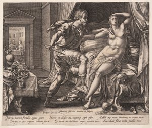 Tarquinius und Lucretia, aus Die Geschichte von Lucretia von Hendrick Goltzius