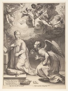 Die Verkündigung, aus Die Geburt und das frühe Leben Christi von Hendrick Goltzius