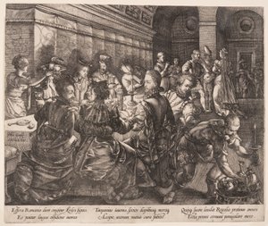Das Bankett des Tarquinius Collatinus, aus Die Geschichte von Lucretia von Hendrick Goltzius