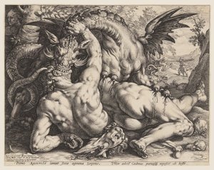 Der Drache, der die Gefährten von Kadmos verschlingt von Hendrick Goltzius