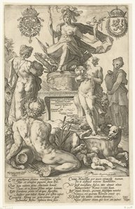 Titelblatt für die Druckserie Die römischen Helden
Die römischen Helden (Serientitel) von Hendrick Goltzius