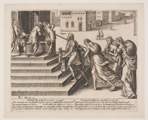 Ungleiche Gerechtigkeit, Tafel 4 aus Die Missbräuche des Gesetzes von Hendrick Goltzius