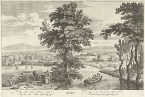 Mai, mit einer Gesellschaft in einer Landschaft von Hendrick Hondius (I)