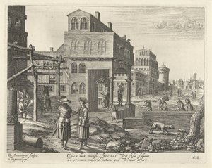 Stadtansicht mit der Anbetung der Hirten