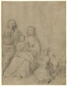 Familiengruppe bestehend aus einem Elternpaar und zwei Töchtern von Hendrick Martensz. Sorgh (attributed to)