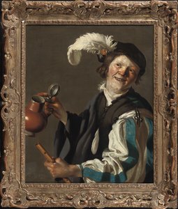 Ein Junge mit einer Flöte und einem Krug