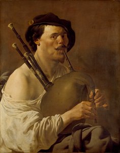 Porträt eines Mannes, der Dudelsack spielt, 1624