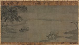 Wasserbüffel und Hirtenjungen
