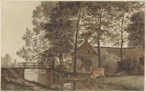 Bauernhof mit trinkender Kuh an der Biltstraat in Utrecht von Hendrik Abraham Klinkhamer