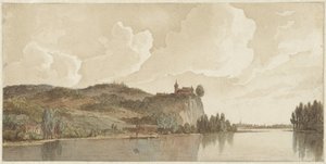 Flusslandschaft mit Chokier an der Maas von Hendrik Abraham Klinkhamer