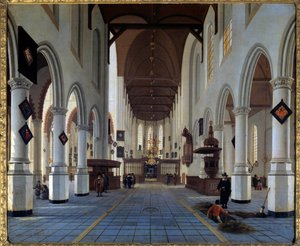 Kircheninnenansicht (Oudekerk in Delft?) Gemälde von Hendrick Cornelisz Van Vliet (1611/1612-1675) 17. Jahrhundert