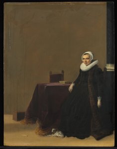 Porträt einer Frau mit einem Hund, um 1635