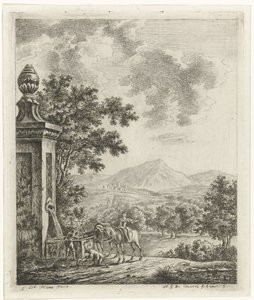 Landschaft mit Figuren an einer Quelle