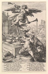 Ruhm und Geschichte, aus der Serie Die römischen Helden, 1586 von Hendrik Goltzius