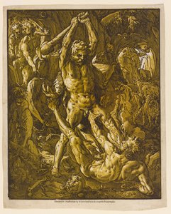 Herkules und Cacus, 1588 (Helldunkel-Holzschnitt auf Büttenpapier)