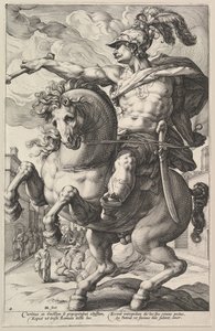 Marcus Curtius, aus der Serie Die römischen Helden, 1586 von Hendrik Goltzius