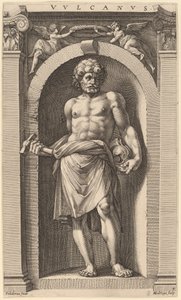 Vulkan von Hendrik Goltzius after Polidoro da Caravaggio