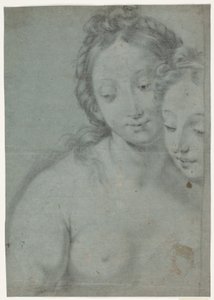 Zwei Frauenköpfe. Studien nach der rechten Hälfte in Carlo Marattis Gemälde: Selbstporträt mit Marquese Pallavicini, Stourhead, National Trust, England (Abb. Arte Antica e Moderna, 1961, Nr. 181)