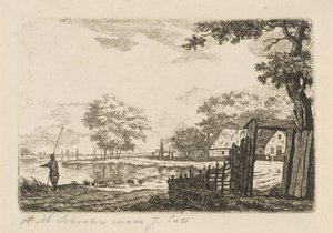 Landschaft mit Fischer von Hendrik Marcus Schouten