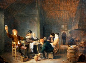 Bauern feiern in einer Taverne