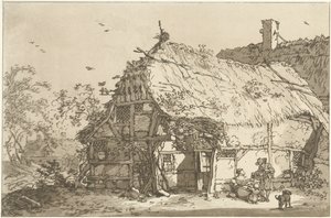Bauernhof mit einer Familie auf dem Hof