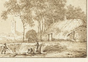 Mäher bei einem Bauernhof von Hendrik Meijer