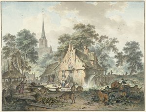 Wassermühle und Dorfkirche