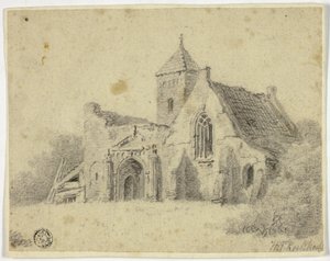 Landkirche in Ruinen von Hendrik Pieter Koekkoek