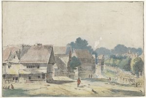 Ansicht in einem Dorf mit Fachwerkhäusern von Hendrik Spilman
