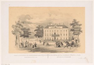 Ansicht vom Tournooiveld auf das Herrenlogement von Dordrecht in Den Haag um 1850