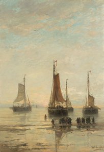 Bluff-Bowed Scheveninger Boote vor Anker von Hendrik William Mesdag