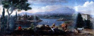 Italienische Landschaft mit ruhenden Kuhhirten