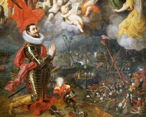 Don Alvaro de Bazan dankt nach dem Sieg über die Türken im Jahr 1580
