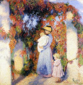 Frau mit zwei Kindern unter der Hauptpergola in Marquayrol, ca. 1900 von Henri Charles Manguin