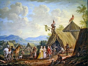 Besuch eines Militärlagers von Henri Desire van Blarenberghe