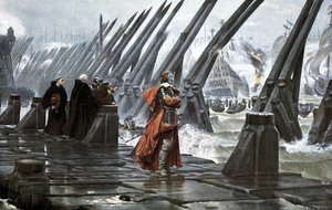 Kardinal Richelieu auf der Seemauer von La Rochelle von Henri Paul (after) Motte