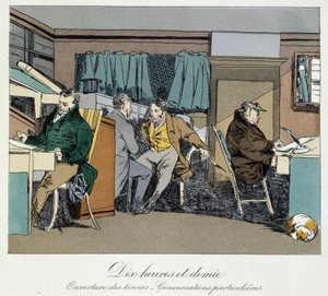 Zehn und eine halbe Stunde: Öffnen von Schubladen und private Gespräche - in "Verwaltungssitten" von Henri Monnier von Henri Bonaventure Monnier