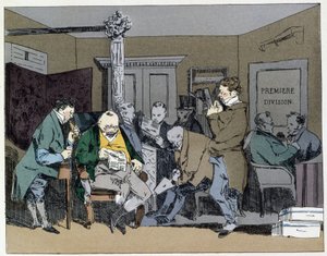 Zehn Uhr: Zeitungen lesen, Mittagessen, Federn schneiden - in „Administrative Sitten“ von Henri Monnier von Henri Bonaventure Monnier