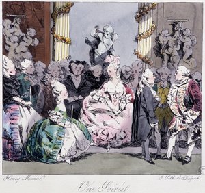 Ein Abend (18. Jahrhundert) - in "Einst und Jetzt" von Henri Monnier, ed. Delpech