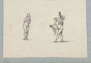 Zwei nackte Frauen, die rechte mit einem Schleier von Henri Cameré