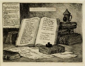Bücher und Laterne von Henri Charles Guérard